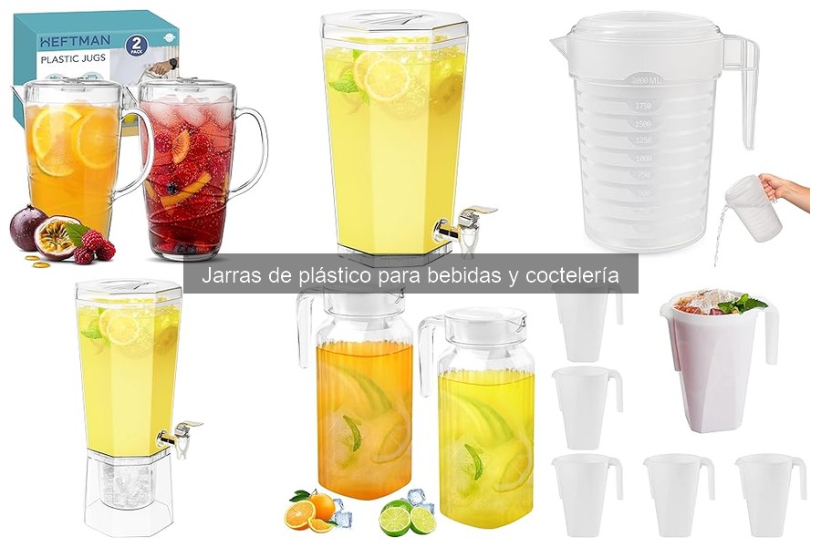 Capacidades y tamaños de jarras de plástico para bebidas