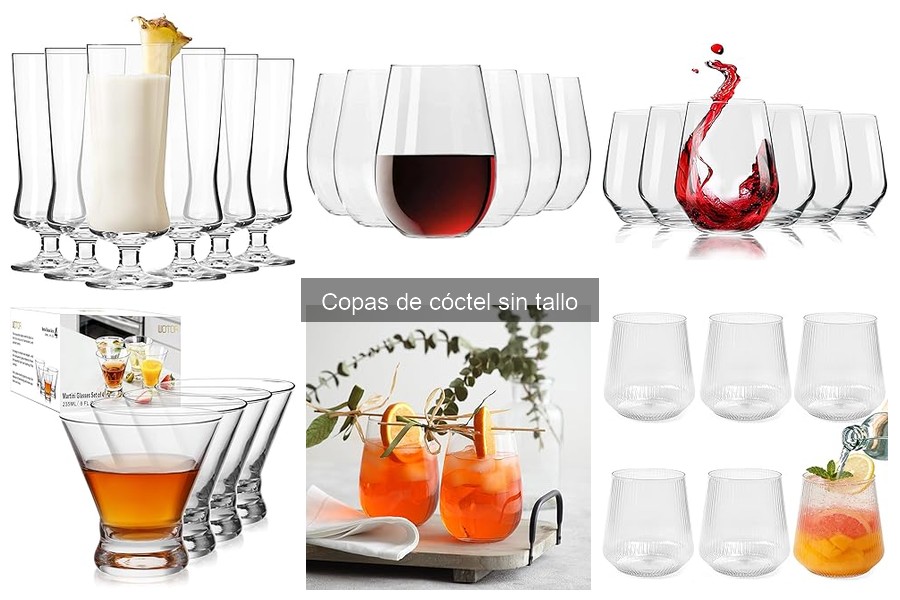 Comparativa de copas de cóctel sin tallo: diseño y precio