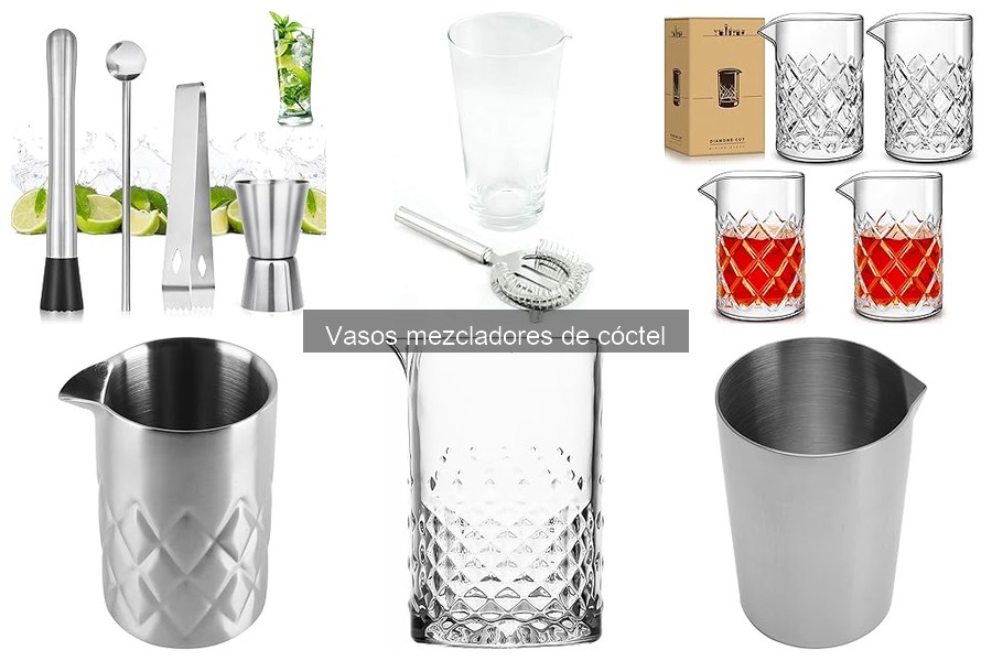 Comparativa de vasos mezcladores de acero y vidrio para cócteles