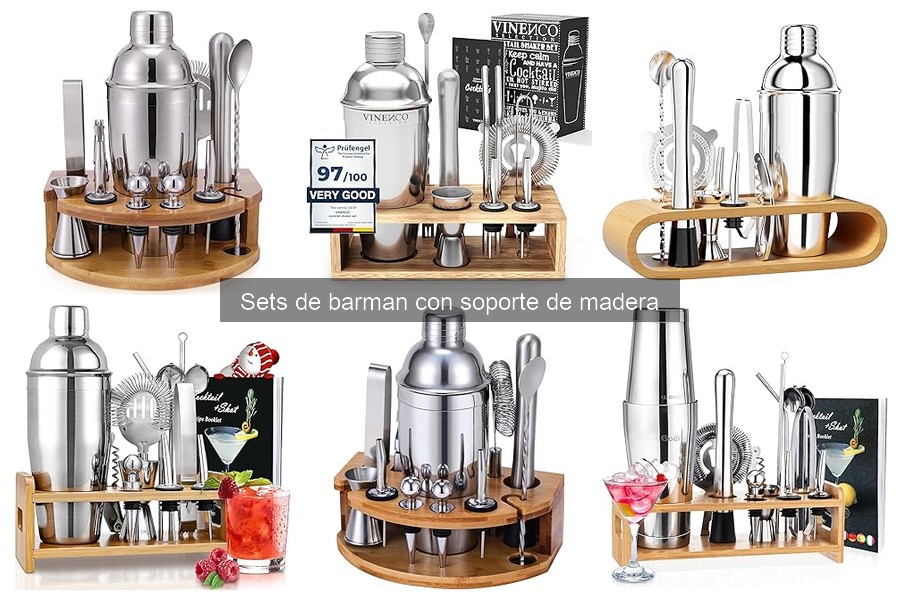 Descubre qué es un set de barman con soporte de madera