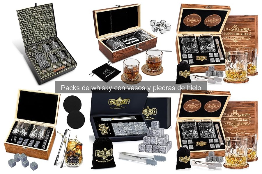 Dónde comprar packs de whisky con vasos y piedras de hielo