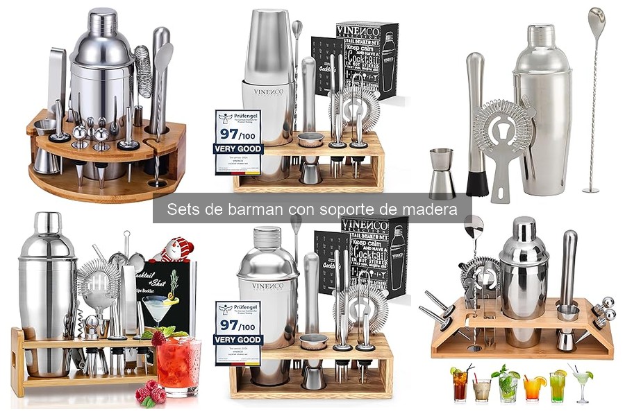 Manual de uso para set de barman con soporte de madera