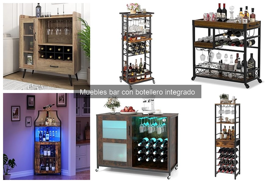 Mejores muebles bar con botellero para espacios pequeños