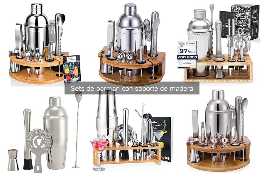 Mejores sets de barman con soporte de madera en 2023