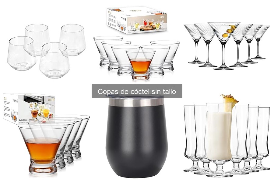 Tipos de copas de cóctel sin tallo: guía y comparativa