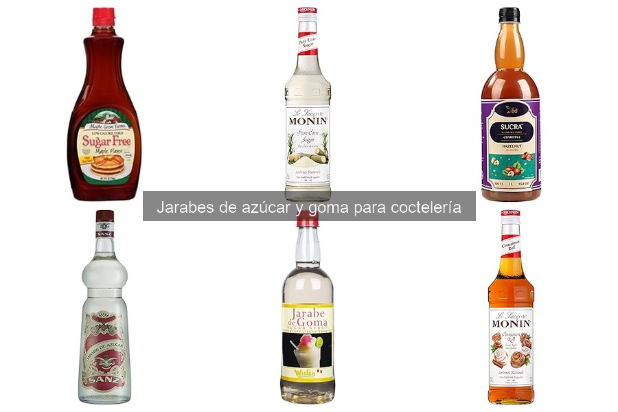 Tipos de jarabes de azúcar y goma para cocteles