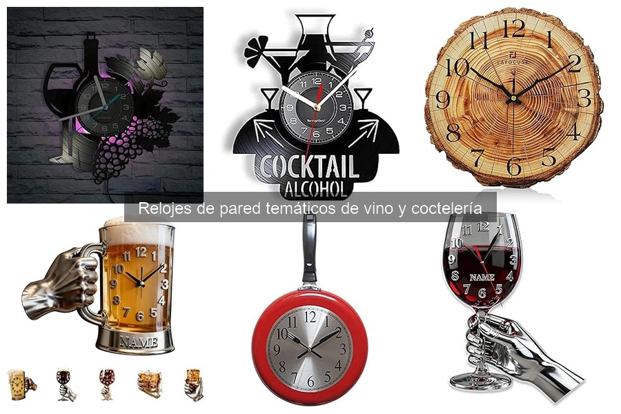 Tipos de relojes de pared para amantes del vino y cócteles