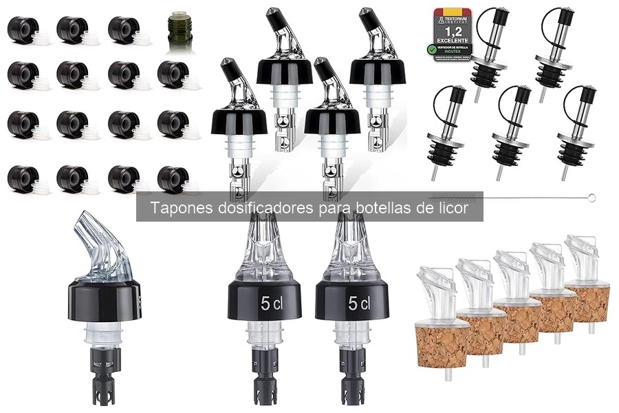 Tipos de tapones dosificadores para botellas de licor