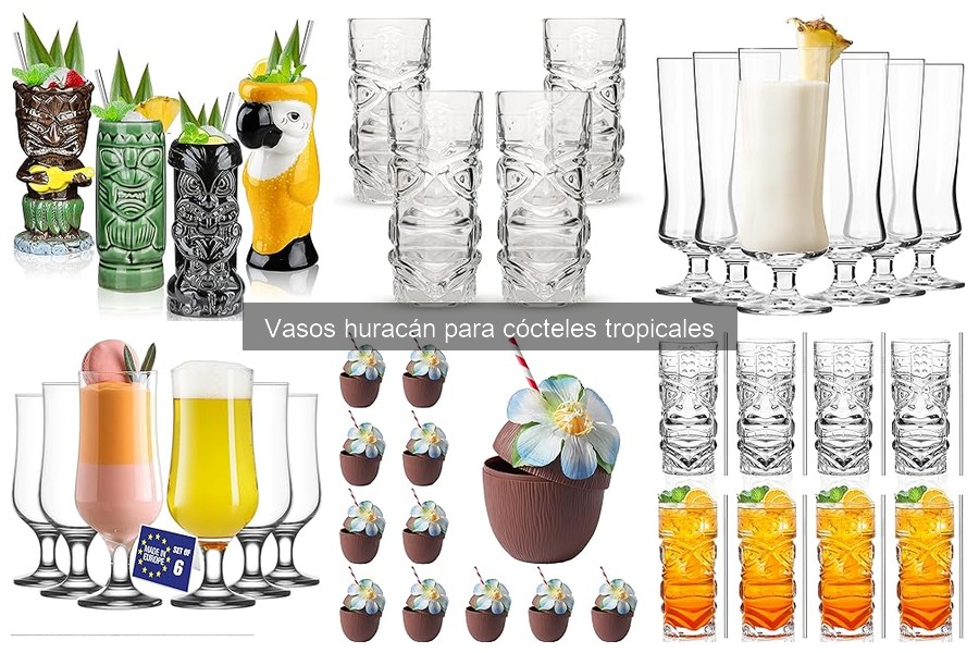 Tipos de vasos huracán para cócteles tropicales